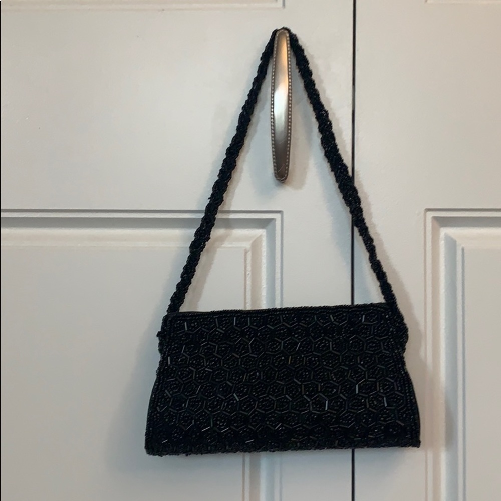 Black Sequined Clutch With Strap - image 1